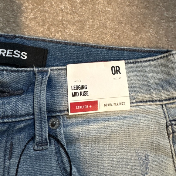 Express Women’s Mid Rise Skinny Jean Jeggings in Light Blue size 0R - Picture 6 of 12